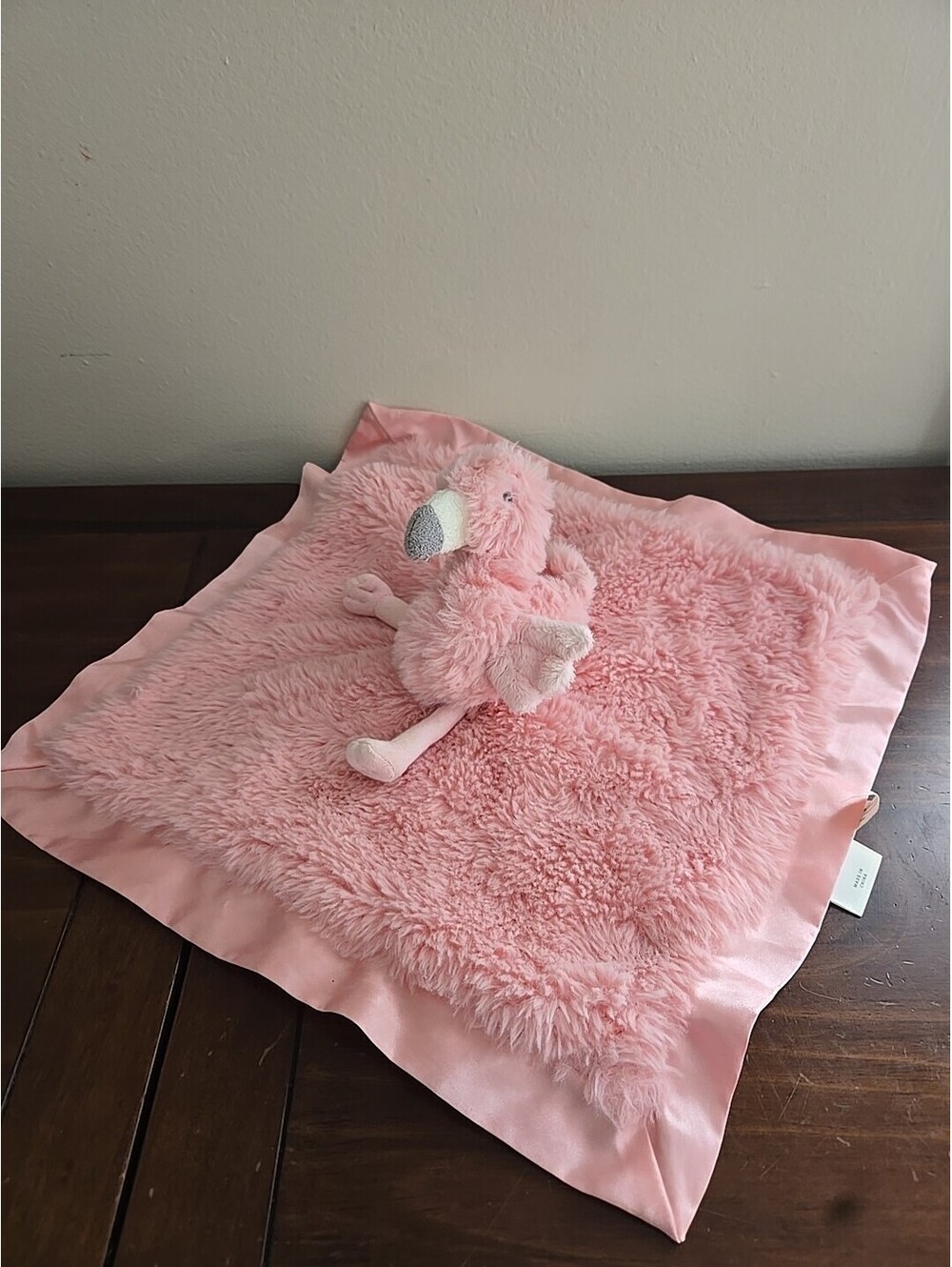 Cloud Island Pink Flamingo Baby Lovey Security Blanket Plush with Satiny Trim